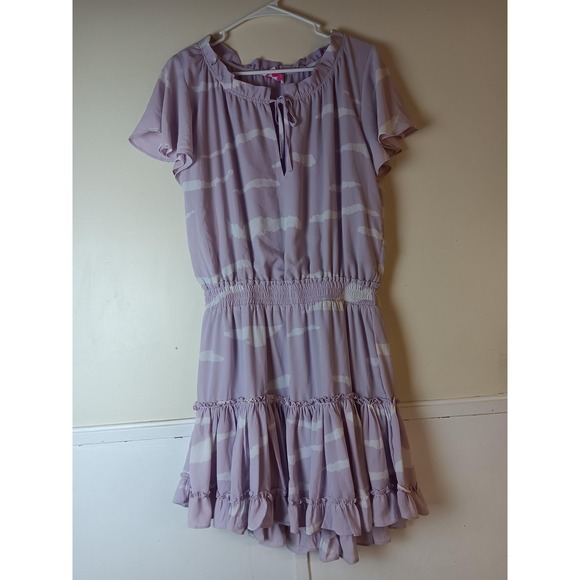Buddy Love Dresses & Skirts - Buddy Love Dress Womens Medium Purple Tie Dye Ruffle Chiffon Sundress Lined